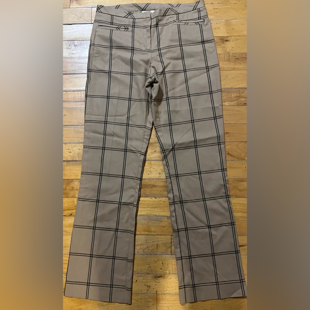 Poleci Vintage 1990’s Windowpane Pants Black/Tan Straight Leg With Stretch (S)